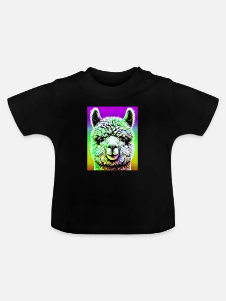 Alpaka - Baby Bio-T-Shirt mit Rundhals - Schwarz