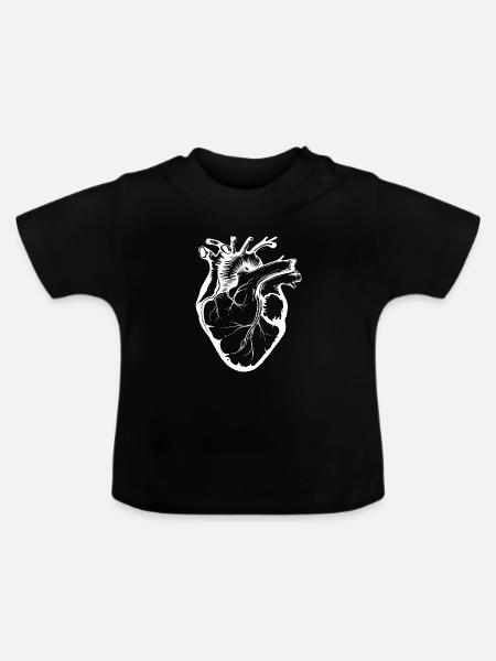 Herz in Originalgröße - Baby Bio-T-Shirt mit Rundhals - Schwarz