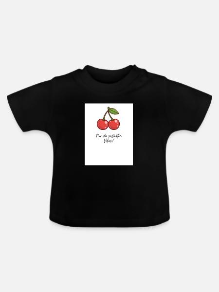 Kirsch-Vibes Süße Momente - Baby Bio-T-Shirt mit Rundhals - Schwarz