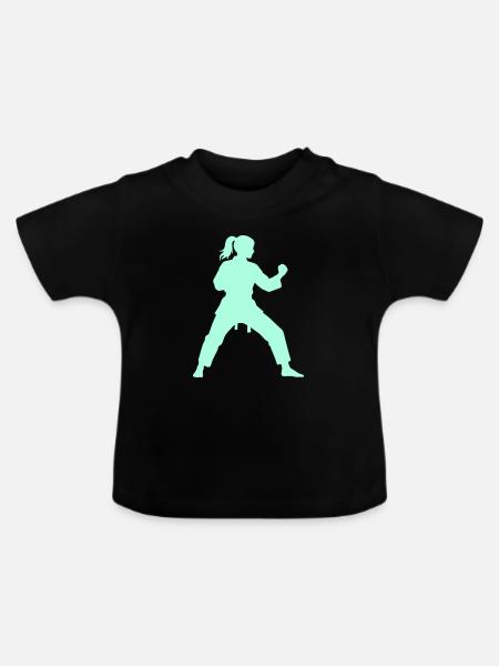 Kämpferische Mint-Silhouette - Baby Bio-T-Shirt mit Rundhals - Schwarz