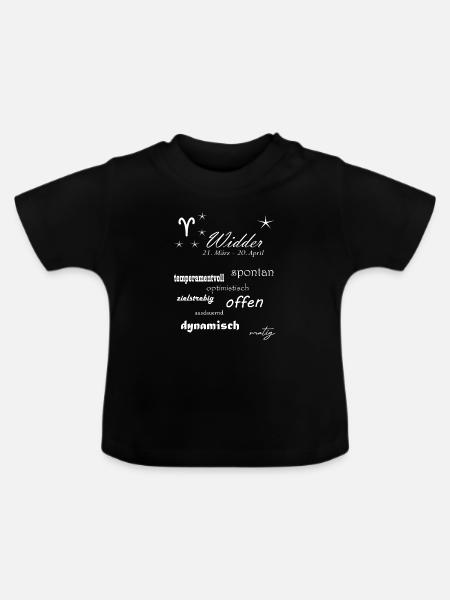 Widder_Sternzeichen - Baby Bio-T-Shirt mit Rundhals - Schwarz