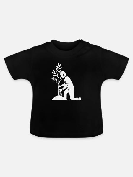 Pflanzende Hände beim Baumsetzen - Baby Bio-T-Shirt mit Rundhals - Schwarz