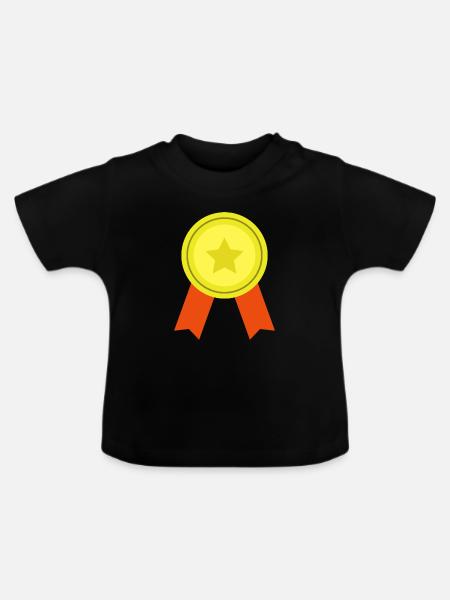 Medaille - Baby Bio-T-Shirt mit Rundhals - Schwarz