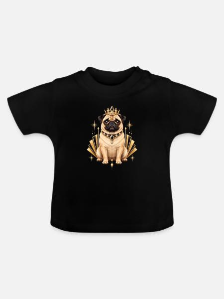 Mops Hund süßer Mops niedlicher Mops - Baby Bio-T-Shirt mit Rundhals - Schwarz