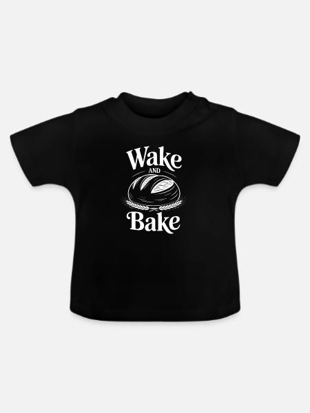Wake and Bake Bread Emblem - Baby Bio-T-Shirt mit Rundhals - Schwarz