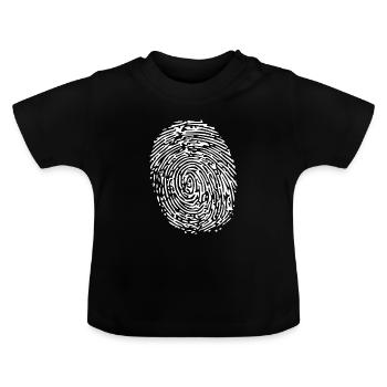 Weißer Fingerabdruck - Baby Bio-T-Shirt mit Rundhals - Schwarz - Vorne