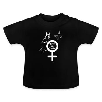 woman life freedom, schmetterlinge,iran,flagge - Baby Bio-T-Shirt mit Rundhals - Schwarz - Vorne