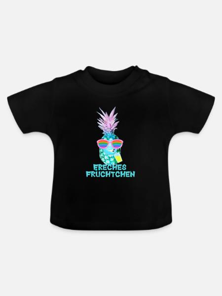 Freches Früchtchen, Ananas,Obst, Urlaub - Baby Bio-T-Shirt mit Rundhals - Schwarz