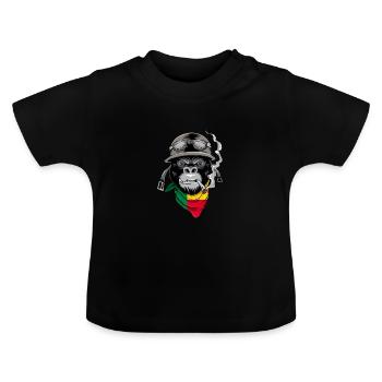 Bénin - T-shirt bio col rond Bébé - noir - Devant