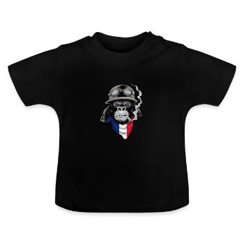 Patriotischer französischer Autofahrer - Baby Bio-T-Shirt mit Rundhals - Schwarz - Vorne