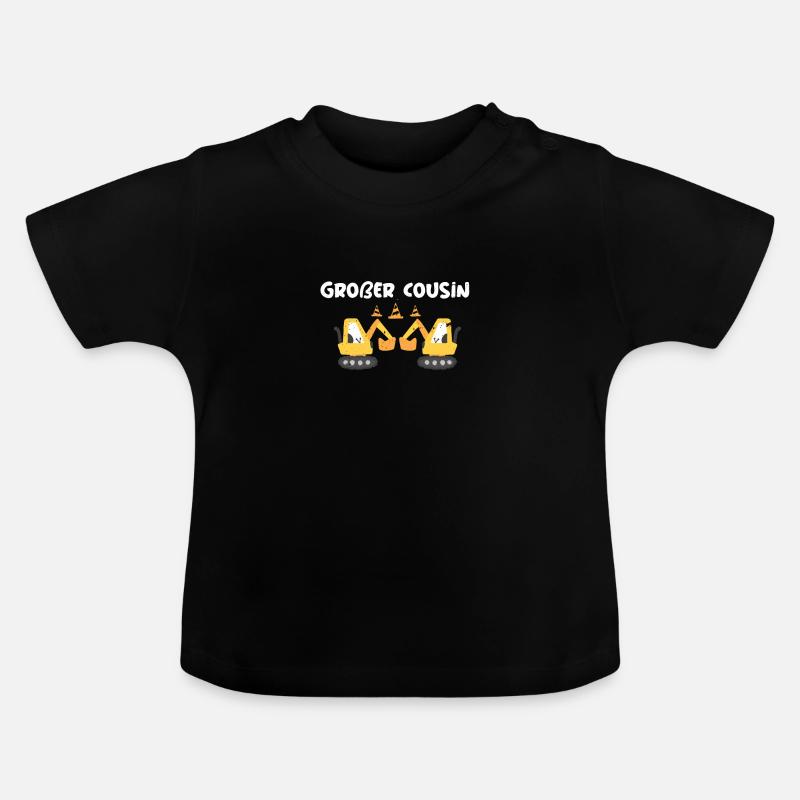 BaggerBaggerLastwagen Großer Cousin wird Bau - Baby Bio-T-Shirt mit Rundhals - Schwarz