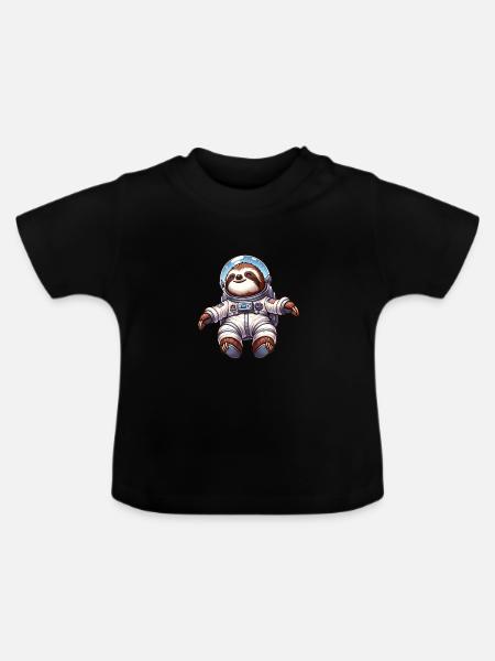 Faultier Schwerelosigkeit Abenteuer Astronaut - Baby Bio-T-Shirt mit Rundhals - Schwarz