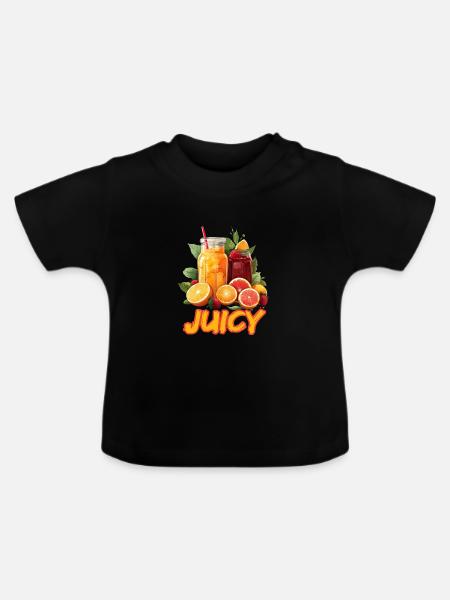 Frische Zitrusfrüchte Saftige Sommerfrüchte - Baby Bio-T-Shirt mit Rundhals - Schwarz