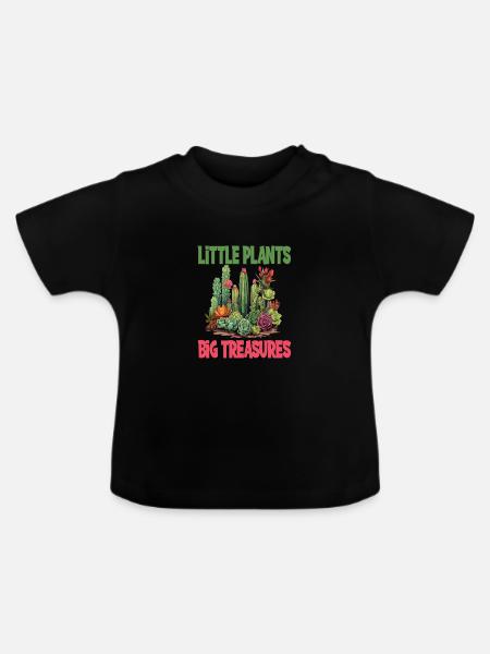 Little Plants Big Treasures - Baby Bio-T-Shirt mit Rundhals - Schwarz