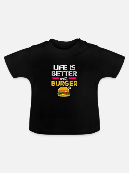 Cheeseburger - Baby Bio-T-Shirt mit Rundhals - Schwarz