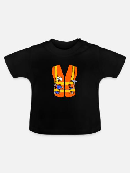 Bauarbeiter Baustelle - Baby Bio-T-Shirt mit Rundhals - Schwarz