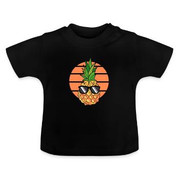 Ananas - Baby Bio-T-Shirt mit Rundhals - Schwarz - Vorne