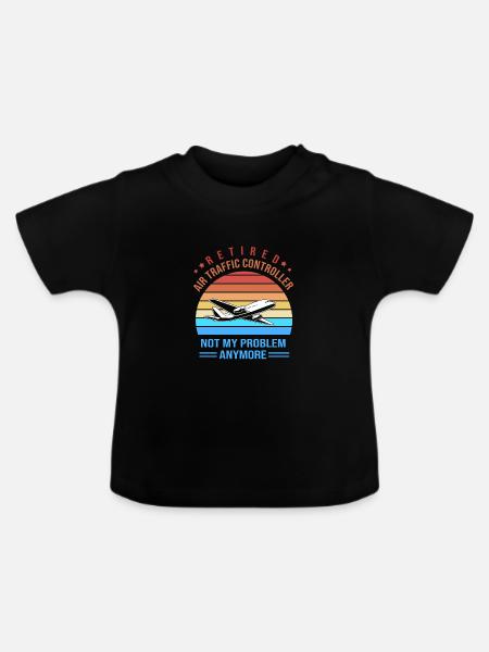 Fluglotse - Baby Bio-T-Shirt mit Rundhals - Schwarz