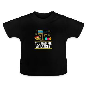 Hanukkah - Baby Organic T-Shirt with Round Neck - black - Front