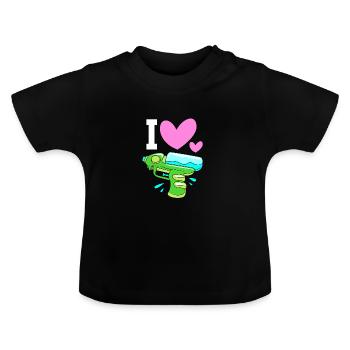 Wasserpistole - Baby Bio-T-Shirt mit Rundhals - Schwarz - Vorne