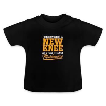 Knie Operation - Baby Bio-T-Shirt mit Rundhals - Schwarz - Vorne