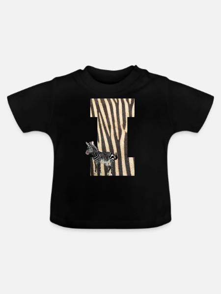 zebra i - Baby Bio-T-Shirt mit Rundhals - Schwarz