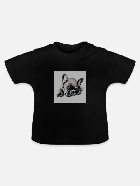 Chiot bouledogue français noir - T-shirt bio col rond Bébé - noir