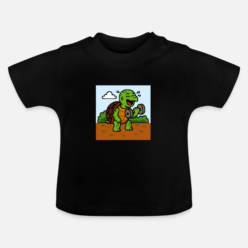 Bande dessinée Tortue drôle - T-shirt bio col rond Bébé - noir