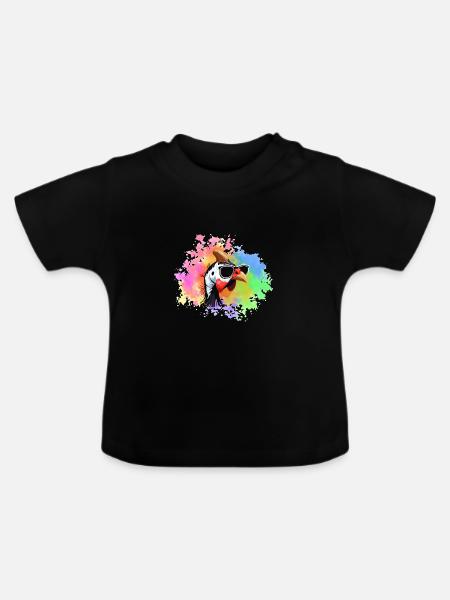Hühner Hahn Perlhuhn - Baby Bio-T-Shirt mit Rundhals - Schwarz