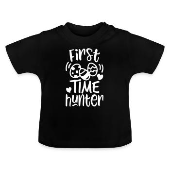 First time hunter easter - Baby Bio-T-Shirt mit Rundhals - Schwarz - Vorne