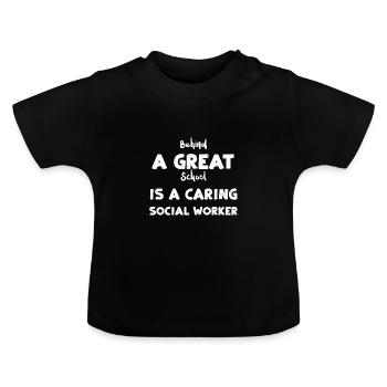 Derrière une grande école se trouve un Carin... - T-shirt bio col rond Bébé - noir - Devant