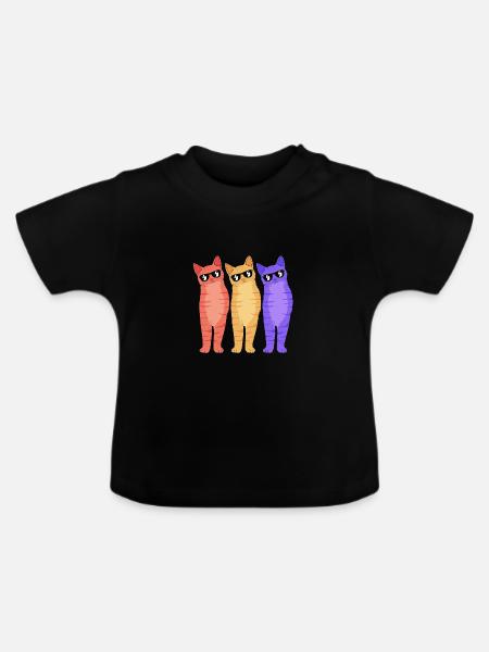 Tabby Katze - Baby Bio-T-Shirt mit Rundhals - Schwarz