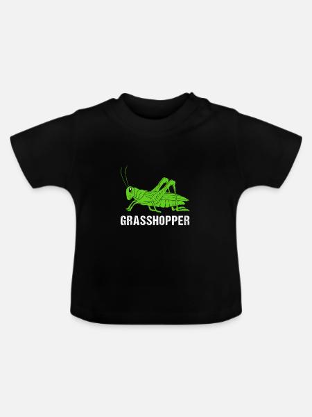 Grashüpfer Heuschrecke - Baby Bio-T-Shirt mit Rundhals - Schwarz