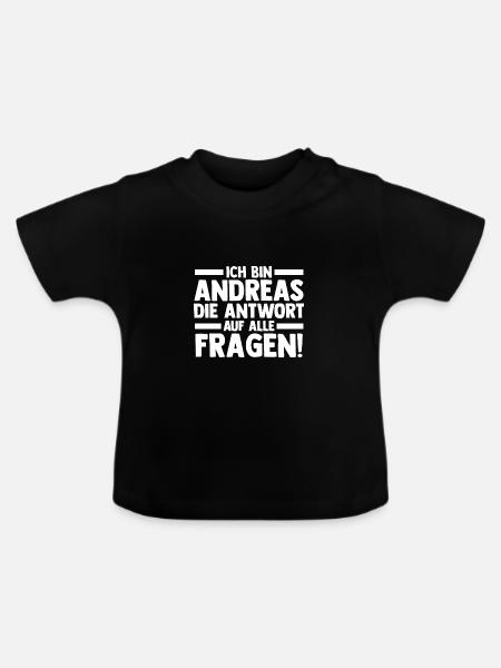 Vorname Andreas - Baby Bio-T-Shirt mit Rundhals - Schwarz