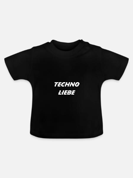 Techno Liebe Weiss Verzerrt - Baby Bio-T-Shirt mit Rundhals - Schwarz