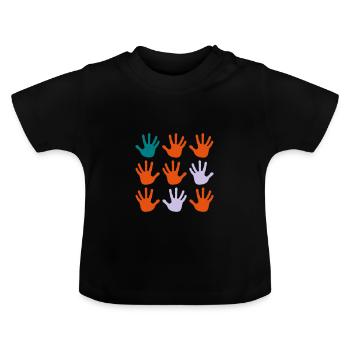 empreintes de mains - T-shirt bio col rond Bébé - noir - Devant