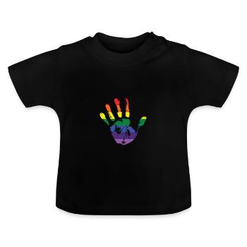 Empreinte de la main arc-en-ciel - T-shirt bio col rond Bébé - noir - Devant