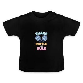 Cadeau hochet bébé - T-shirt bio col rond Bébé - noir - Devant