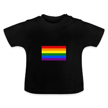 drapeau arc en ciel - T-shirt bio col rond Bébé - noir - Devant