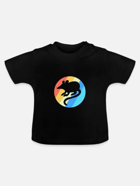 Maus Retro Haustier Geschenk - Baby Bio-T-Shirt mit Rundhals - Schwarz