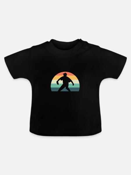 Softball Softball-Spieler - Baby Bio-T-Shirt mit Rundhals - Schwarz