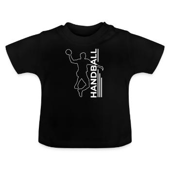 Handball player gift handballer jump throw - Baby Organic T-Shirt with Round Neck - black - Front