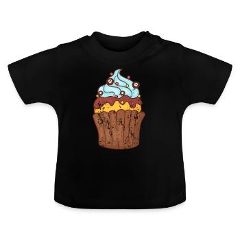 Retro Vintage Grunge Halloween Cupcakes Muffins - Baby Bio-T-Shirt mit Rundhals - Schwarz - Vorne
