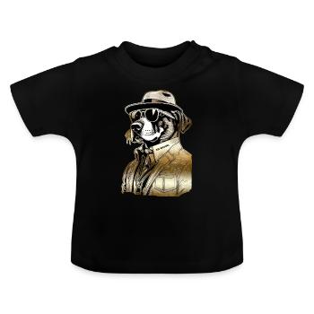 Pas d’excuse Gangster Dog pas d’excuses or - T-shirt bio col rond Bébé - noir - Devant