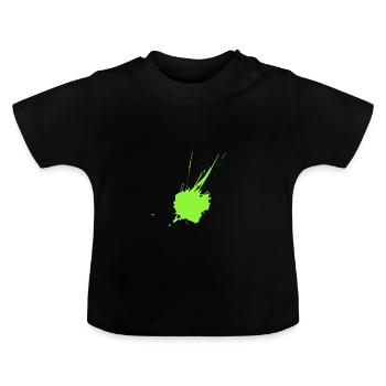 Color blot neon green - Baby Organic T-Shirt with Round Neck - black - Front