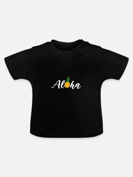 Ananas Aloha - Baby Bio-T-Shirt mit Rundhals - Schwarz