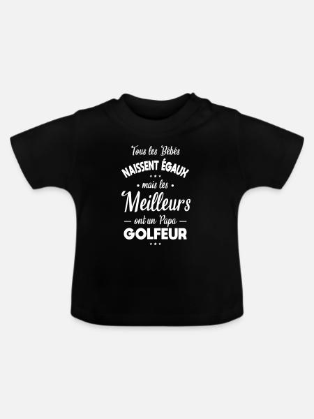 Bébés égaux meilleurs ont un papa golfeur - T-shirt bio col rond Bébé - noir