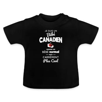 Canadian Baby Like a Normal Baby But Cooler - Baby Organic T-Shirt with Round Neck - black - Front