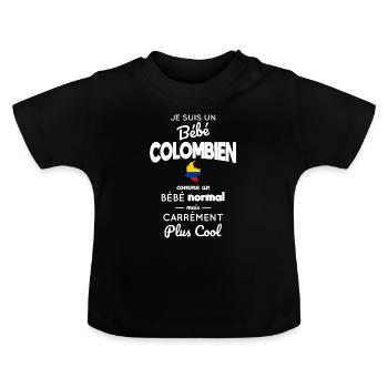 Kolumbianisches Baby Wie ein normales Baby, aber cooler - Baby Bio-T-Shirt mit Rundhals - Schwarz - Vorne