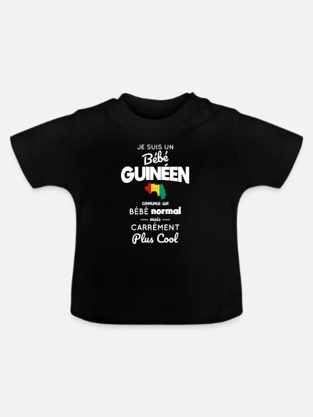 Bébé Guinéen comme un Bébé normal mais plus Cool - T-shirt bio col rond Bébé - noir